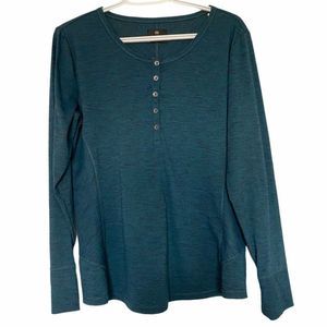 Wind river casual long sleeve top 3/4 front button